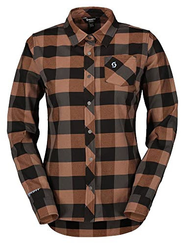 SCOTT Trail Flow Check Damen Fahrrad Trikot/Hemd lang Rose beige/schwarz 2023: Größe: S (36/38)