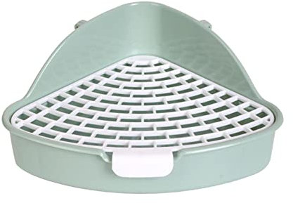 LOVIVER Lettiera per Coniglio con griglia Vasino Triangolare Scatola per Biancheria da Letto angolare Scatola per Toilette Pet Pan per Piccoli, Verde