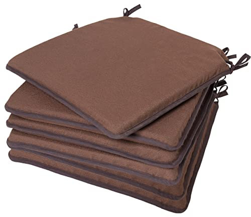 ZK ZuresKa Gartenstuhl Kissen. Stuhlkissen 40x40x4 cm (mit Paspel). Stuhlkissen 6er Set. Sitzpolster Outdoor. Stuhlkissen mit Bindeband.