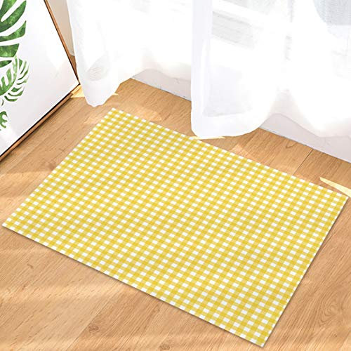 Fußabtreter Gelbes Gitter Sauberlaufmatte Antibakterielle Matten Resistente Badteppich Für Küche Flur Geschenk 50X80Cm