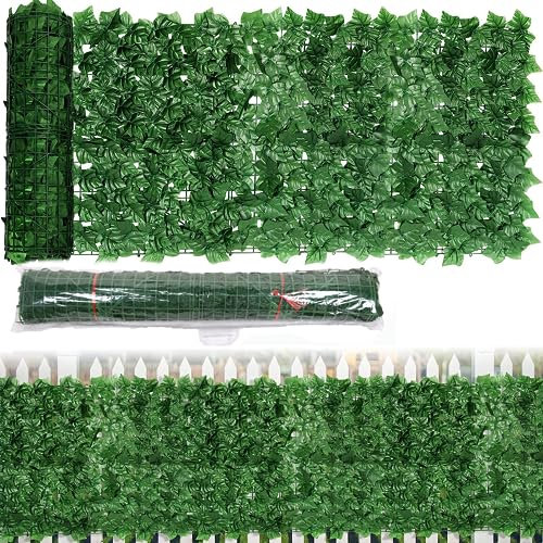 SOYCCYOP Künstliche Efeu Hecke Sichtschutz, 10 Stück 100 * 300CM Efeu Sichtschutz Outdoor, Balkon Sichtschutz Efeu, Zaun Sichtschutz für Gartenhecken Balkon, Mit 30 Sätze Zusätzliches Laub