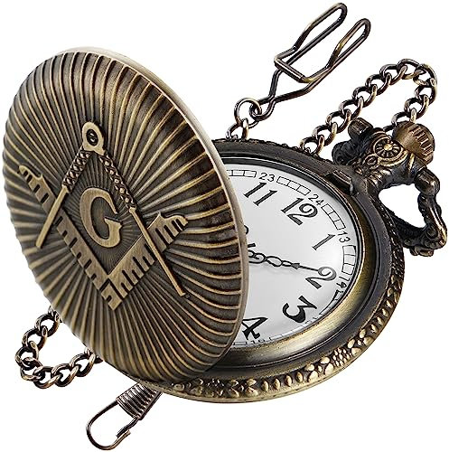Realpoo Animal Patch Pocket Watch, Carved Animal Design Patch Pocket Watch for Men, Men's Pocket Watch with Waist Chain, Anime-G, Modern
