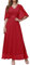 DRESSTELLS Festliche Abendkleid Damen Hochzeit Rot Spitzenkleid Brautkleid Standesamt Chiffon Cape Ärmel Elegant Lang Festliches Partykleid Red S