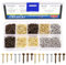 Glarks Kit de 1600 clavos pequeños para madera, tornillos de madera, oro, plata, bronce, 1 x 6 mm, 1 x 8 mm, 1 x 10 mm, mini clavos para accesorios de bricolaje, instalación fija