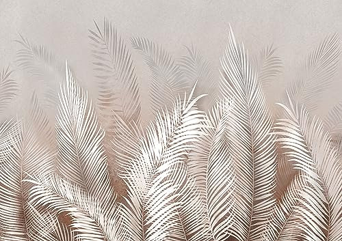 Muralo - Papel pintado no tejido 3D - Fotomural efecto 3D - Papel pintado para sala de estar dormitorio Papel pintado - Papel pintado fotográfico abstracto - Diseño de hojas - Br. 368 cm x Altura: 280
