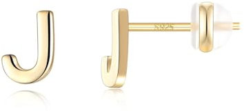TINGN Ohrstecker Ohrringe Silber 925 Mädchen Damen, Initial J Kleine Ohrstecker Gold Ohrschmuck für Tochter Kind Geburtstagsgeschenk für Enkelin Nichte Kinder