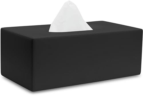 YEW DESIGN porta fazzoletti rettangolare nero opaco – Dispenser di fazzoletti per bagno, cucina, camera da letto, ufficio, hotel, ristorante, bancone, comodino, auto e ufficio