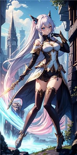 Jqynn Anime-Schönheit Diamant Painting 40x80 cm DIY Set für Erwachsene - Kristall, Leinwand, Farben, Pinsel, Glitzer - Anime Diamond Painting Wand Dekor Geschenk