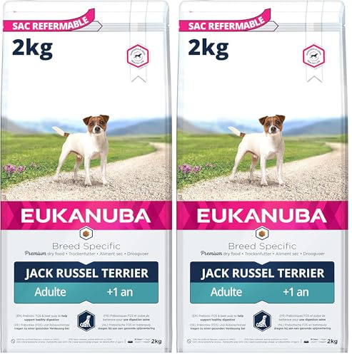 Eukanuba Breed Specific Jack Russell Terrier Trockenfutter - optimal auf die Rasse abgestimmtes Premium Hundefutter mit Huhn, 2 kg (Packung mit 2)