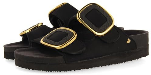 GIOSEPPO Sandalias Negras Estilo Bio con Adorno Joya para Mujer BUDAORS