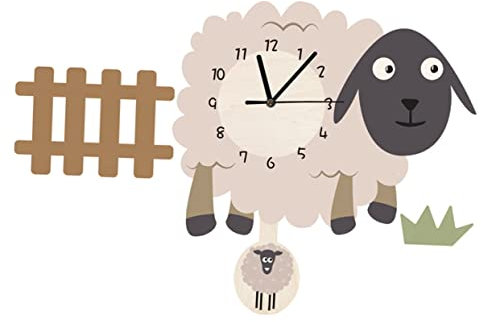 TOPPERFUN Kreative Wanduhr Im Cartoon-Schaf-Design Niedliche Dekorative Uhr Für Kinderzimmer Wohnzimmer Küche Und Büro Ultra-leise Und Präzise Aus Gesundem Material Perfektes Für