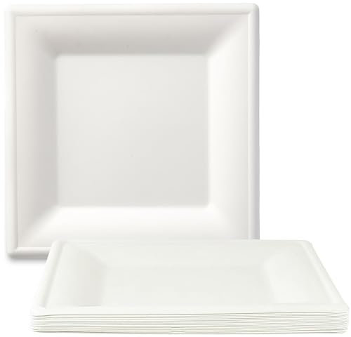 Decorline Elegante weiße quadratische Teller – 25,4 cm (18 Stück), robuster Kunststoff und stilvolles Geschirr-Set, perfekt für Feiern und besondere Anlässe