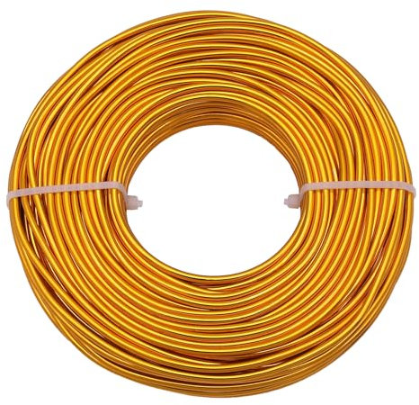 Uxney Schmuckdraht,3mm Dicke Aluminium Basteldraht, Schmuckherstellungsdraht, Metalldraht für Bastelarbeiten, Aluminiumdraht, Draht, DIY, Metallhandwerk, Kunstdrähte (Golden, 30Meter)