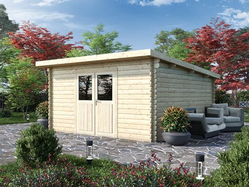 DEKALUX Casetta in legno da giardino 4X4 monofalda con porta doppia - Spessore 34mm