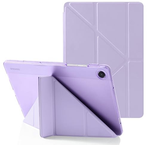 MuyDoux Custodia Origami per Samsung Galaxy Tab A9+/A9 Plus 11 2023 SM-X210/X215/X216, 5 in 1 Angoli di Visuale Multipli, Copertina Posteriore Rigida Traslucida, Auto Sveglia/Sonno, Viola Chiaro