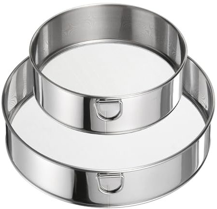 sourcing map 2 Pcs Stainless Steel Flour Sifter, 6 60 Mesh and 8 40 Mesh Round Flour Sieve Sieve Fine Mesh for Baking Cake Bread