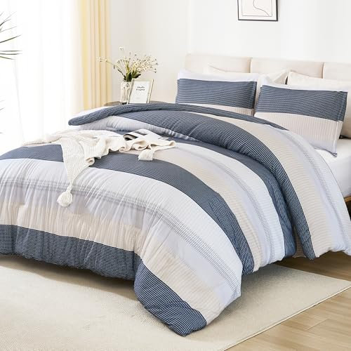 Litanika California King Bettdecken-Set, 3-teilig, gestreift