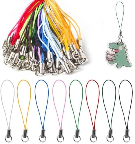 100pcs Mobile Phone Pendant Loops, Hand Wrist Strap Lanyard with Carabiner Split Ring Strap Detachable Phone Ring Straps Phones Charm Cords for Mobile Phones Lanyard Straps DIY Rope for Hanging