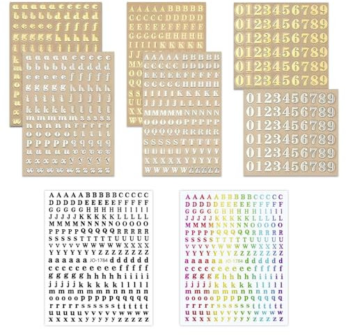 6 adesivi alfanumerici, 2 adesivi per lettere, lettere maiuscole e minuscole, adesivi per lettere in metallo fai da te, adesivi per numeri artigianali
