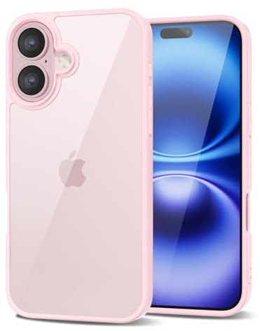 LoeoeL for iPhone 16 Case Clear, Transparent Hybrid 16 Phone Case [Hard Plastic & Soft Silicone Bumper] Acrylic Non Yellowing Thin Slim Protective Cover for Women, Light Pink