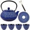 Service à thé japonais en fonte pour cuisinière, théière avec infuseurs pour thé en vrac, bouilloire avec 4 tasses, dessous de plat et bouchon élévateur, théière à motif floral, revêtement intérieur