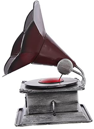 ULDIGI Grammophon Ornament Klassisches Retro Spielzeug Phonograph Ornament Tisch Miniaturen Schreibtischaufsatz Plattenspieler Figur Vintage Phonograph Puppenhaus Möbel Landhaus