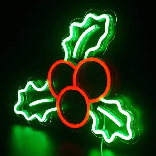 TRIXES Weihnachts-Neonlicht „Stechpalme“ – LED-Neonlicht – Stromversorgung über USB – festliches, dekoratives Licht
