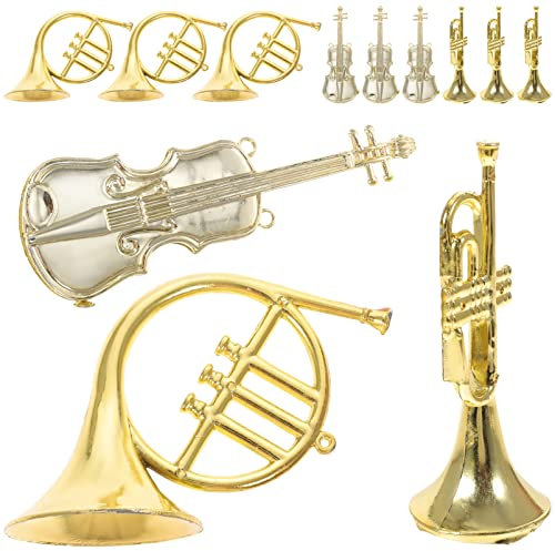 JOINPAYA 12stücke Teiliges Miniatur-Musikinstrument Dekorset Weihnachtsbaum Schmuck Mit Trompete Violine Waldhorn Kunststoff Modelle Für Xmas Deko Türkranz Weihnachtsfeier Festliche Bastela