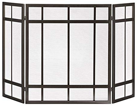 QXGJTLI Funkenschutz, 3-teilig, faltbar, Kaminschutz, schwarz, antik, Vintage-Kaminschutz, Funkenschutz, Sicherheits-Kaminschutz – H 31,5 Zoll, Hochzeit, Vollmond