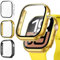 Kamita [3Stück] Hülle Kompatibel mit Apple Watch 10 42mm Schutzhülle mit Displayschutzfolie aus 9H Gehärtetem Glas, Hart PC Bumper Case Rundumschutz Gehäuse für iWatch10(Klar+Gold+Schwarz)