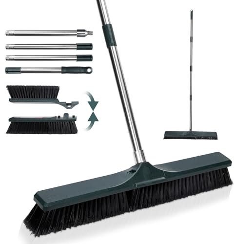Masthome 25'' Yard Broom, Heavy Duty Garden Broom with Stiff Bristles, Outdoor Sweeping Brush,Push Broom for Warehouse Garden Garage Factory Patio Deck Driveways