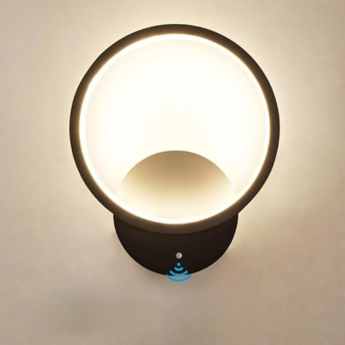 Applique murale LED avec détecteur de mouvement d'intérieur 10 W 3000 K - Applique murale moderne en aluminium avec détecteur de mouvement - 3 modes d'éclairage mural pour salon, chambre à coucher,