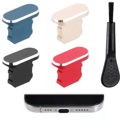 JIYIN 4 Stück Staubstecker, Staub Stecker Schutzkappe Kompatibel mit i Phone 14 13 12 X XS XR Handy staubschutz Staubschutz Stöpsel Phone Staub Stecker mit Reinigungsbürste Schwarz