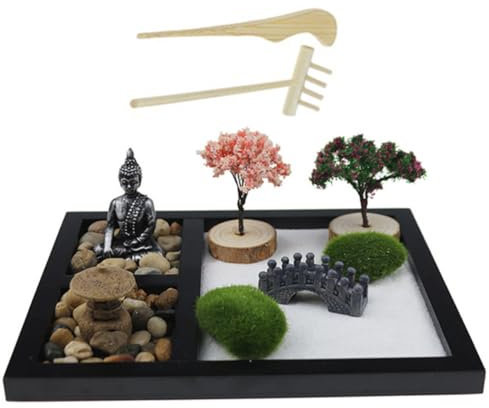 Toyvian 1ensemble Kit De Décoration Zen Mini Jardin Chinois pour Bureau De Décor Zen Accessoires De Et Relaxation pour Espace De Travail Et Maison
