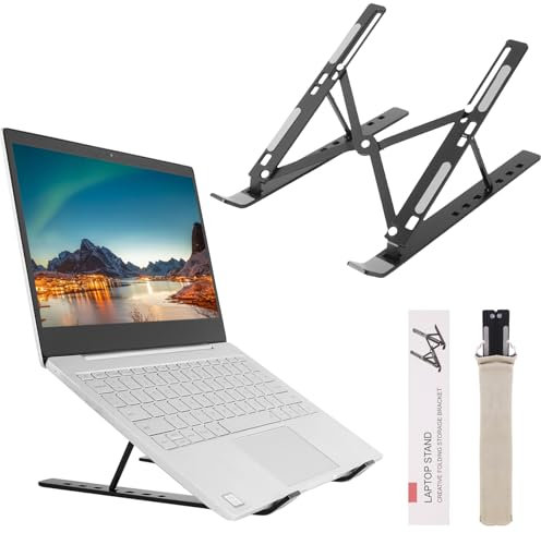 Yafane Support Ordinateur Portable, Support PC Portable à 7 Niveaux Réglables, Refroidisseur Aluminium Ventilé Laptop Stand Compatible avec MacBook, Lenovo, Autres Laptops Tablettes 10- 16” (Noir)