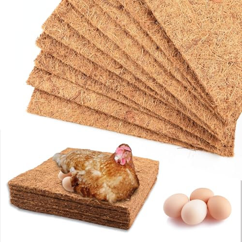 LINSOCLE 10 Stück Hühner-Nestmatten, 30x30 cm Kokosfaser-Nistmatten für Legenester & Pflanzen, Wiederverwendbare Einlagen für Hühnerstall, Nester, Kleintiere & Pflanzenschutz