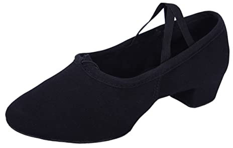 BESPORTBLE Damen Ballettschuhe Mit Niedrigem Absatz Weiche Sohle Für Yoga Ballett Und Tanz Schwarze Canvas Performance Schuhe