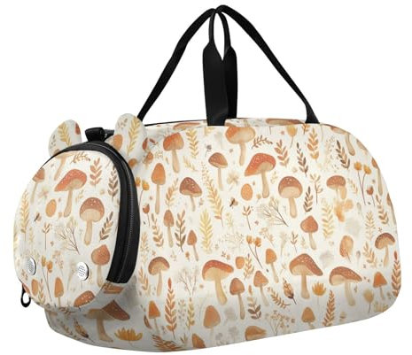 Foiosoh Kleine Sporttasche mit Schuhfach, Motiv: niedliche Pilze, multifunktional, für Reisen, Sport, Reisetasche, Wochenende, Niedliche Aquarell-Pilze, 1 size, modern/enganliegend