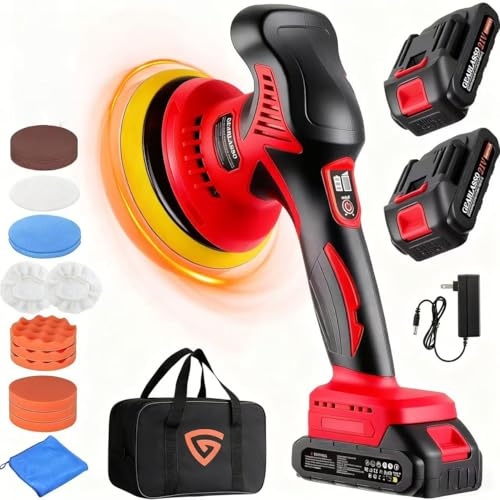 Car Polisher and Buffers 2x21v 2.0ah Rechargeable Batterie, 6IN Cordless Car Polisher With 8 Variable Speeds 2800-5800RPM Car Polishing Machine With 21 Pcs For Car Detailing, Sanding, Scratch Removing