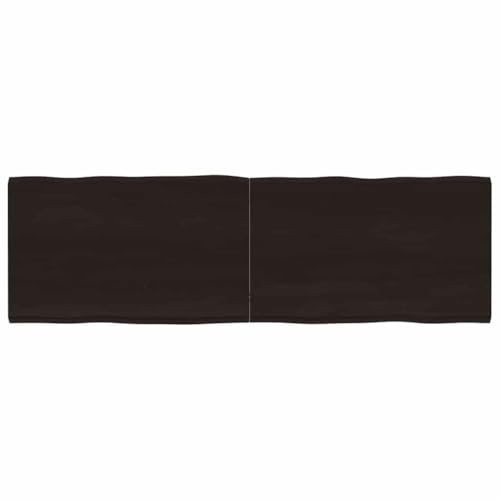 QUAHEAS Tischplatte 160x50x(2-4) cm Massivholz Eiche, Dunkelbraun Behandelt, Baumkante, Robuste Schreibtischplatte für Zuhause oder Büro