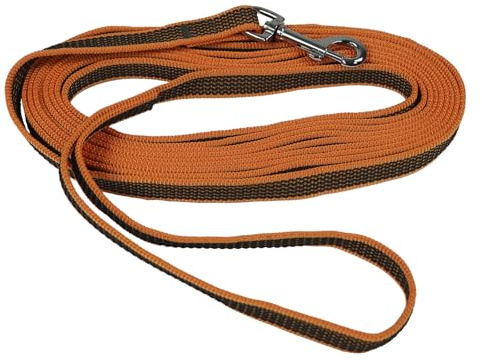 EQuest Gummierte Schleppleine für Hunde - mit Handschlaufe, 5 m - orange - Schmutz- und wasserabweisend, besonders reißfest, Made in Germany