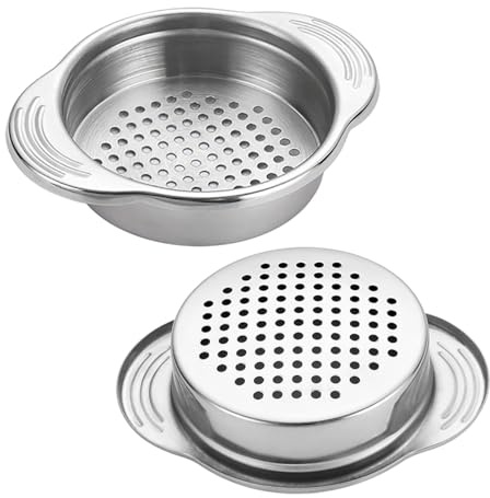 2 coladores de latas de atún, colador de alimentos de acero inoxidable, tapa de prensa de metal, escurridor de aceite, filtro de atún, coladorde latas para frijoles y verduras