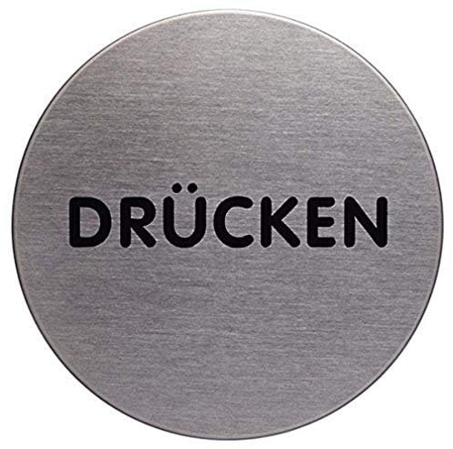 Durable Türschild Picto rund (Drücken, 65 mm) metallic silber, 490061