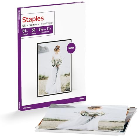 Staples Photo Supreme Paper, 8 1/2 x 11, Double Sided Matte, 50/Pack by Staples | For printing photos, reports, and presentations in office or home printers.