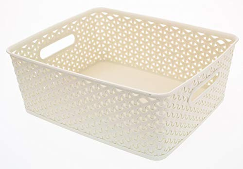 Curver 196852 Nest Rattan Basket Vintage White 13L