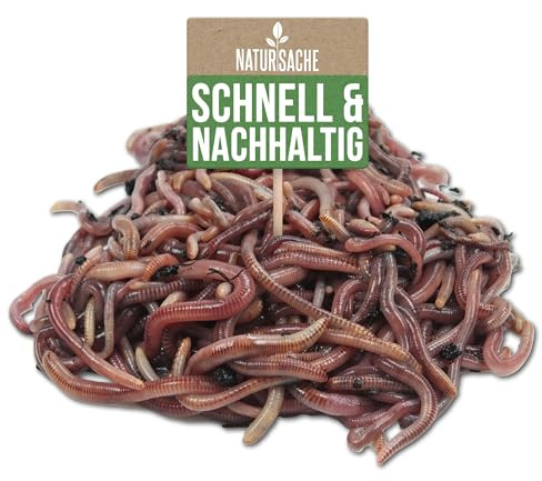 Natursache Kompostwurm-Mix 4000 STK./Sack + E-Book I Mit 3 Arten lebenden Kompostwürmer I Für eine schnelle & nachhaltige Kompostierung in Schnellkomposter, Thermokomposter und Wurmkomposter etc.