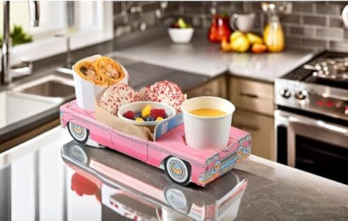MustBeBonkers x20 Girls Pink Convertible Car - Party Meal Food Trays - Lunch Snack Box Plate Tray
