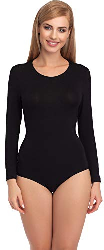 Merry Style Damen Langarm Body BD109 (Schwarz, L)