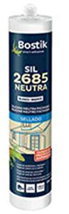 Bostik SIL 2685 NEUTRA, Selladora de Silicona Neutra Especial Fachadas, Interior/Exterior, Fórmula Anitmoho, Elasticidad Permanente, Negro Cartucho 280 mL