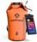 Earth Pak – Wasserdichter Packsack mit Schultergurt und wasserfester Handyhülle – Ideale Rolltop Tasche beim Kajak Fahren, Wandern, Camping, Angeln, Bootfahren und Rafting (Orange, 40L)